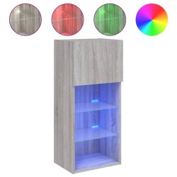 Meuble TV avec lumières LED sonoma gris 40,5x30x90 cm 