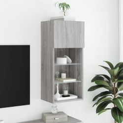 Meuble TV avec lumières LED sonoma gris 40,5x30x90 cm 