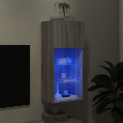 Meuble TV avec lumières LED sonoma gris 40,5x30x90 cm 
