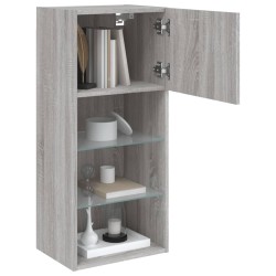 Meuble TV avec lumières LED sonoma gris 40,5x30x90 cm 