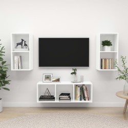 Ensemble de meuble TV 3 pcs Blanc Bois d'ingénierie 