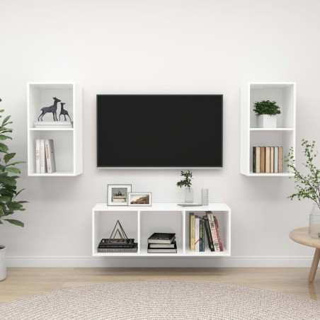 Ensemble de meuble TV 3 pcs Blanc Bois d'ingénierie 