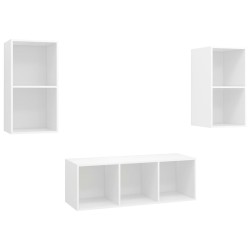 Ensemble de meuble TV 3 pcs Blanc Bois d'ingénierie 