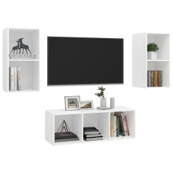 Ensemble de meuble TV 3 pcs Blanc Bois d'ingénierie 