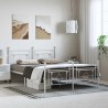 Cadre de lit métal sans matelas et pied de lit blanc 193x203 cm 