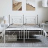 Cadre de lit métal sans matelas et pied de lit blanc 193x203 cm 