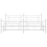 Cadre de lit métal sans matelas et pied de lit blanc 193x203 cm 