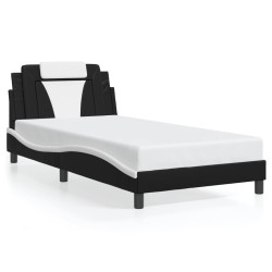 Cadre de lit sans matelas noir et blanc 100x200 cm similicuir 
