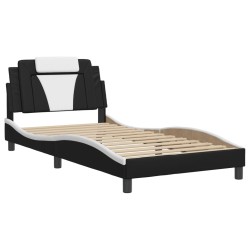Cadre de lit sans matelas noir et blanc 100x200 cm similicuir 