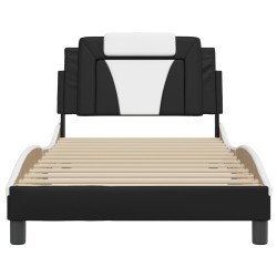 Cadre de lit sans matelas noir et blanc 100x200 cm similicuir 