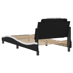 Cadre de lit sans matelas noir et blanc 100x200 cm similicuir 