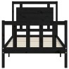 Cadre de lit sans matelas noir bois de pin massif 