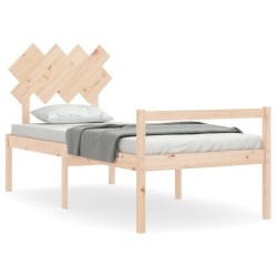 Lit pour personne âgée et tête de lit 90x200 cm bois massif 