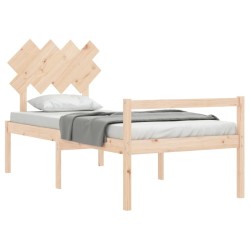 Lit pour personne âgée et tête de lit 90x200 cm bois massif 