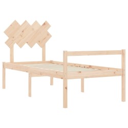 Lit pour personne âgée et tête de lit 90x200 cm bois massif 