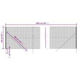 Clôture en treillis métallique anthracite 2,2x10 m 