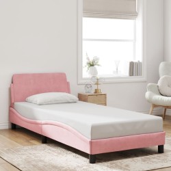 Cadre de lit et tête de lit sans matelas rose 90x190 cm velours 