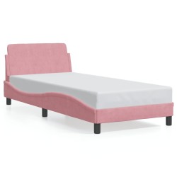 Cadre de lit et tête de lit sans matelas rose 90x190 cm velours 