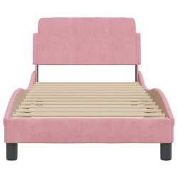 Cadre de lit et tête de lit sans matelas rose 90x190 cm velours 