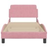 Cadre de lit et tête de lit sans matelas rose 90x190 cm velours 