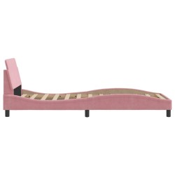 Cadre de lit et tête de lit sans matelas rose 90x190 cm velours 