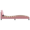 Cadre de lit et tête de lit sans matelas rose 90x190 cm velours 