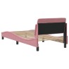Cadre de lit et tête de lit sans matelas rose 90x190 cm velours 