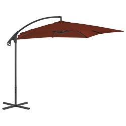 Parasol de jardin en porte-à-faux avec mât en acier terre cuite 