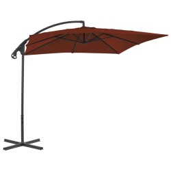 Parasol de jardin en porte-à-faux avec mât en acier terre cuite 