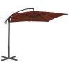Parasol de jardin en porte-à-faux avec mât en acier terre cuite 