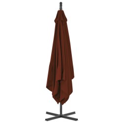 Parasol de jardin en porte-à-faux avec mât en acier terre cuite 