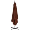 Parasol de jardin en porte-à-faux avec mât en acier terre cuite 