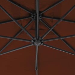 Parasol de jardin en porte-à-faux avec mât en acier terre cuite 