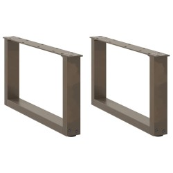 Pieds de table basse en U, 2 pièces, acier naturel, 70 x (30-31) cm 