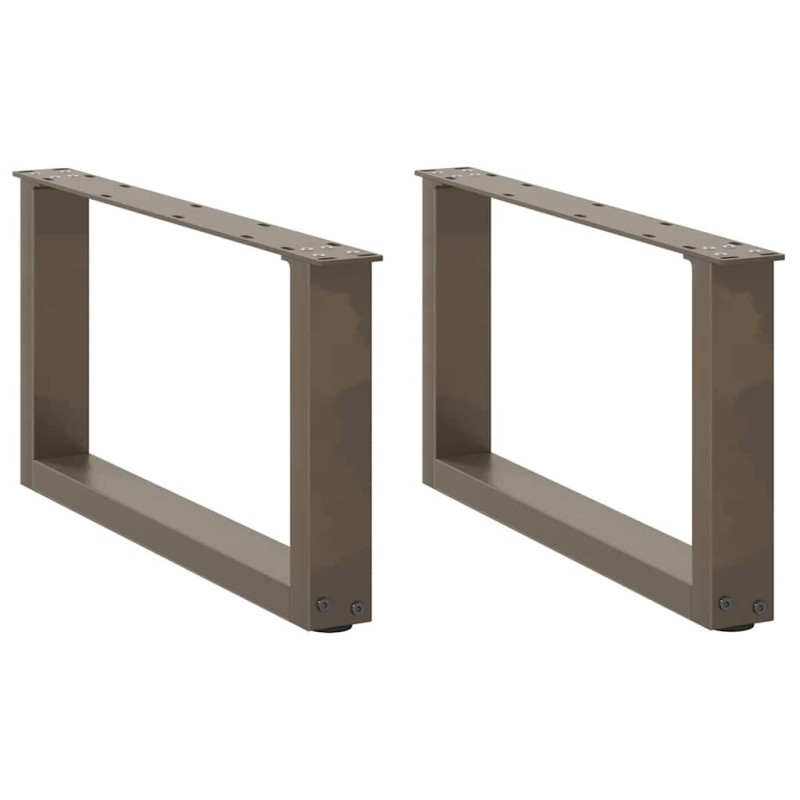 Pieds de table basse en U, 2 pièces, acier naturel, 70 x (30-31) cm 