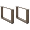 Pieds de table basse en U, 2 pièces, acier naturel, 70 x (30-31) cm 