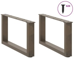 Pieds de table basse en U, 2 pièces, acier naturel, 70 x (30-31) cm 