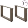 Pieds de table basse en U, 2 pièces, acier naturel, 70 x (30-31) cm 
