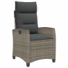 Chaise de jardin inclinable avec table d'appoint gris polyrotin 
