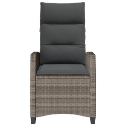 Chaise de jardin inclinable avec table d'appoint gris polyrotin 