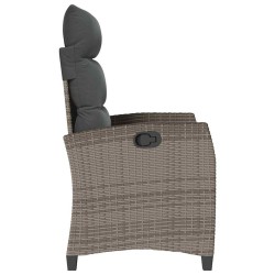 Chaise de jardin inclinable avec table d'appoint gris polyrotin 
