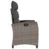 Chaise de jardin inclinable avec table d'appoint gris polyrotin 