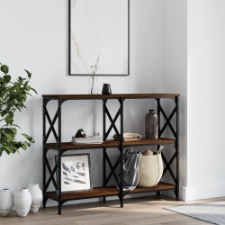 Table console chêne marron 100x28x80,5 cm bois d'ingénierie 