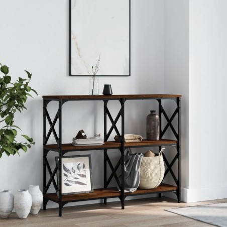 Table console chêne marron 100x28x80,5 cm bois d'ingénierie 