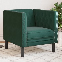 Fauteuil Chesterfield vert foncé velours 