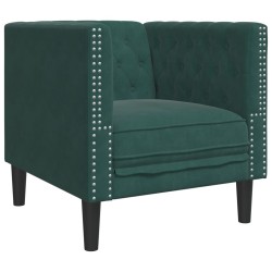 Fauteuil Chesterfield vert foncé velours 