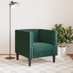 Fauteuil Chesterfield vert foncé velours 