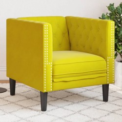 Fauteuil Chesterfield jaune velours 