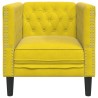 Fauteuil Chesterfield jaune velours 