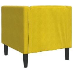 Fauteuil Chesterfield jaune velours 